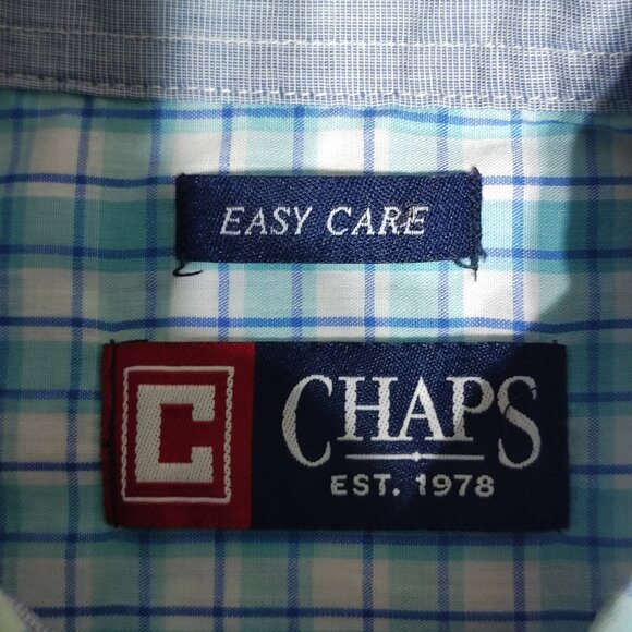 Chaps button down shirt men's size M white and light blue colour checks pattern - Picture 3 of 8